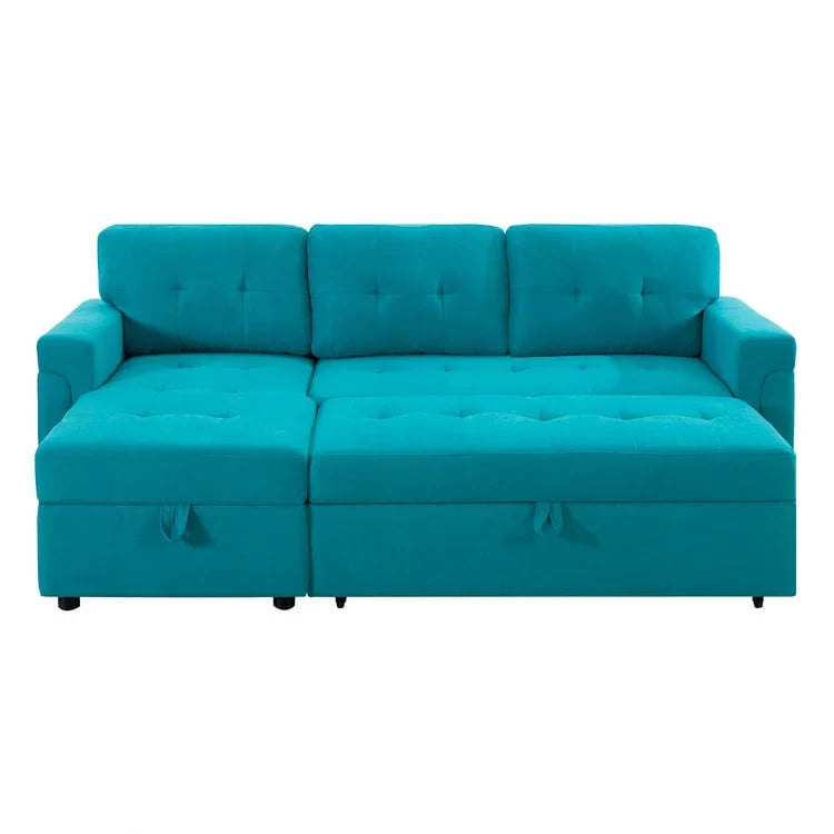 Canapé sectionnel réversible avec lit escamotable, méridienne de rangement dissimulée, pieds durables,