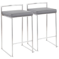 Tabouret de comptoir Silver Orchid Forrest en acier inoxydable empilable et entièrement soudé (lot de 2)