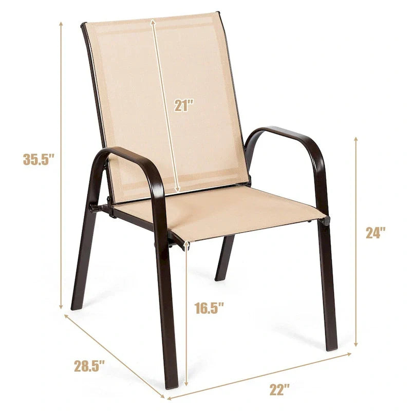Costway Lot de 4 chaises de patio jardin terrasse cour avec accoudoir - Voir détails