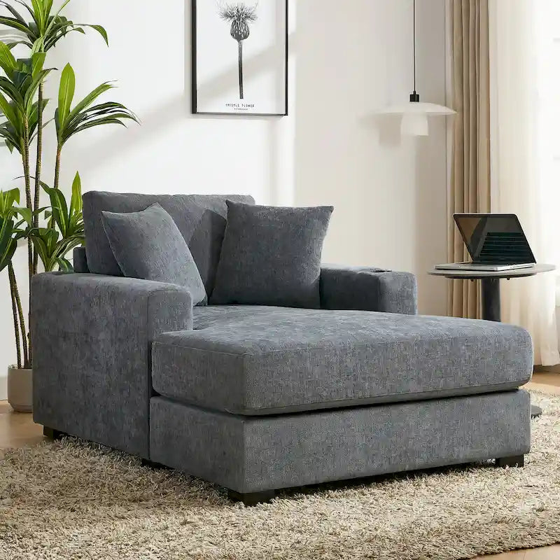 Chaise longue surdimensionnée en trois tailles avec coussins