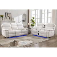 Canapé inclinable électrique avec chargeur sans fil, liseuse, lumière LED pour salon, similicuir, port AC/USB, porte-gobelet, noir