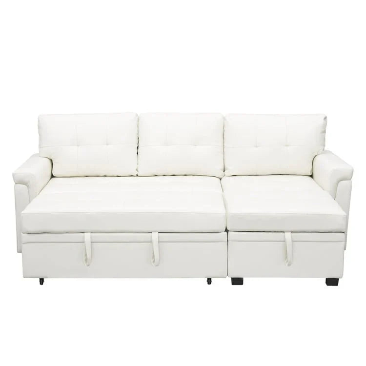 Canapé sectionnel convertible réversible avec lit escamotable, méridienne de rangement dissimulée et pieds durables