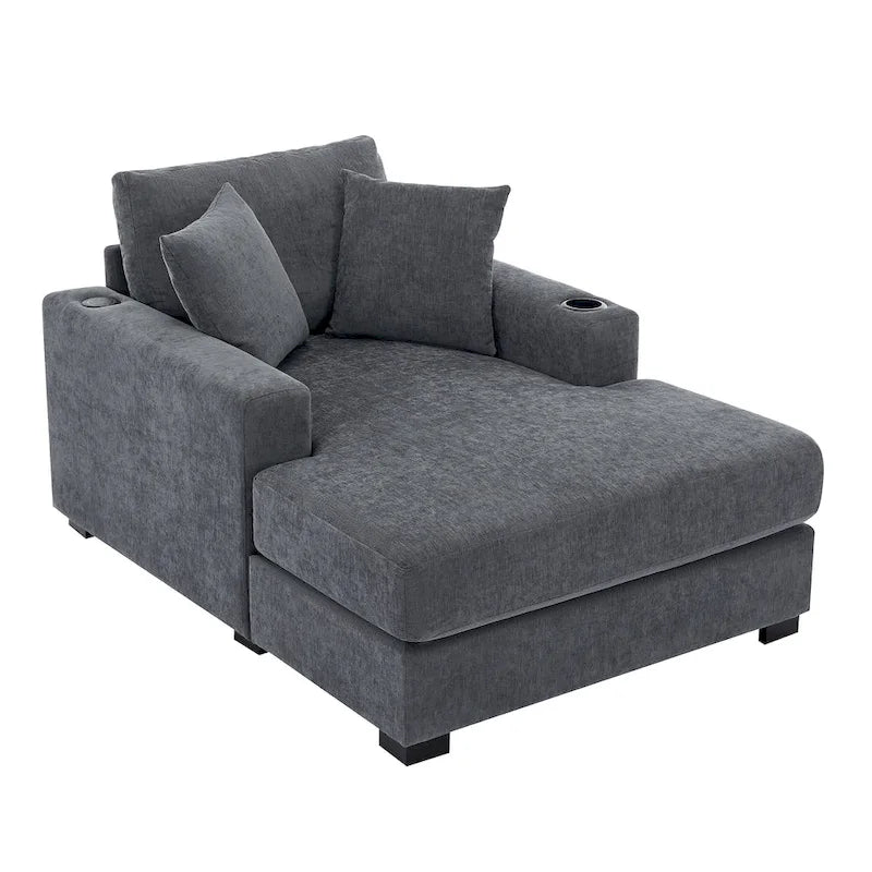 Chaise longue surdimensionnée en trois tailles avec coussins