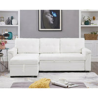 Canapé sectionnel convertible réversible avec lit escamotable, méridienne de rangement dissimulée et pieds durables