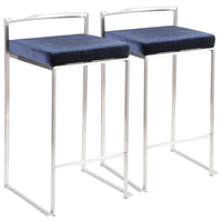 Tabouret de comptoir Silver Orchid Forrest en acier inoxydable empilable et entièrement soudé (lot de 2)