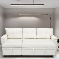 Canapé sectionnel réversible avec lit escamotable, méridienne de rangement dissimulée, pieds durables,