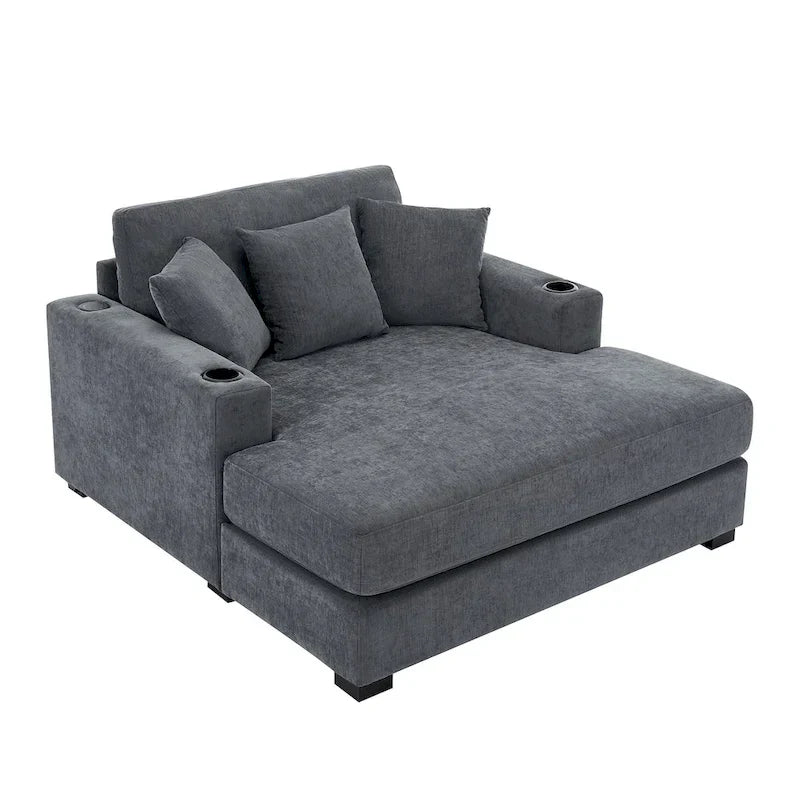 Chaise longue surdimensionnée en trois tailles avec coussins