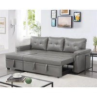 Canapé sectionnel convertible réversible avec lit escamotable, méridienne de rangement dissimulée et pieds durables