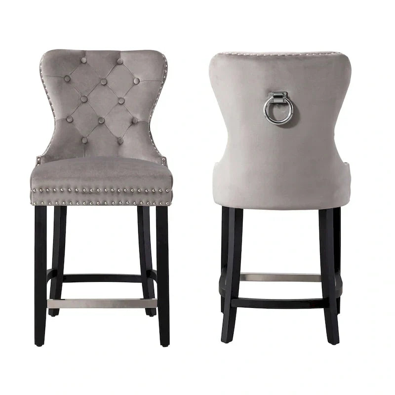 Tabouret de comptoir Carter 24 Wingback Tufted Nailhead (lot de 2)