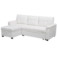 Canapé sectionnel réversible avec lit escamotable, méridienne de rangement dissimulée, pieds durables,