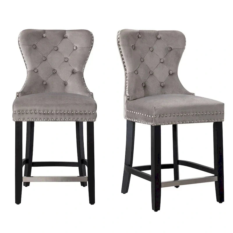 Tabouret de comptoir Carter 24 Wingback Tufted Nailhead (lot de 2)