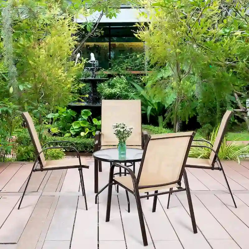 Costway Lot de 4 chaises de patio jardin terrasse cour avec accoudoir - Voir détails
