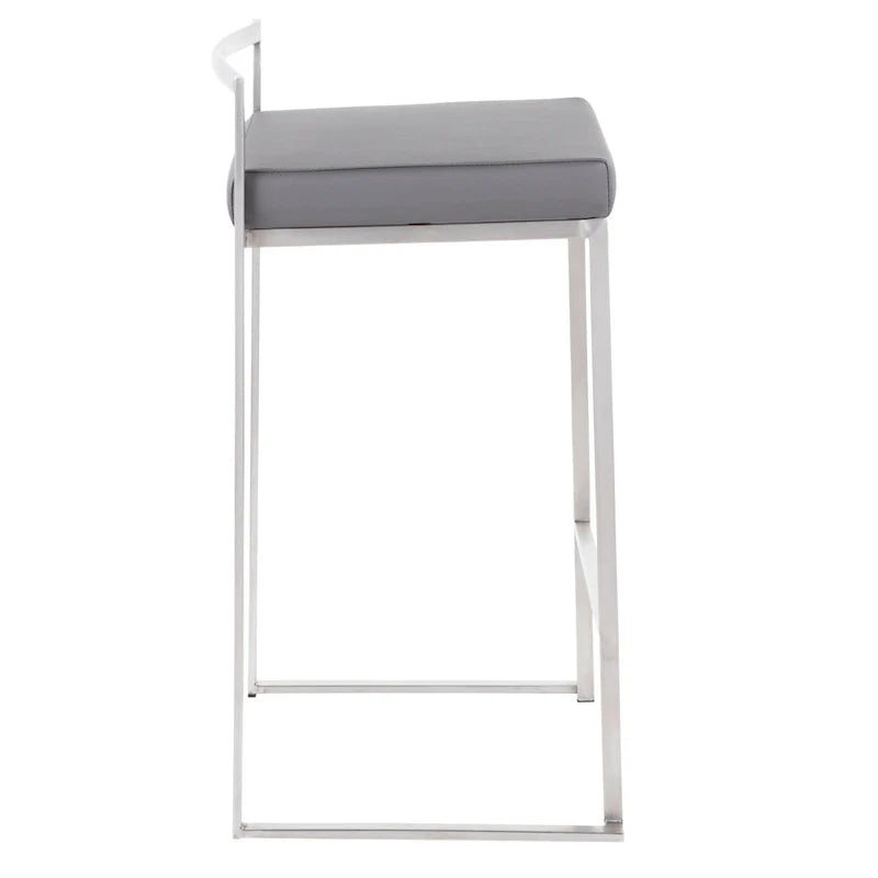 Tabouret de comptoir Silver Orchid Forrest en acier inoxydable empilable et entièrement soudé (lot de 2)