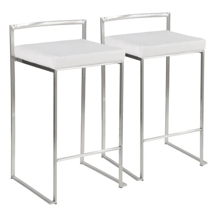 Tabouret de comptoir Silver Orchid Forrest en acier inoxydable empilable et entièrement soudé (lot de 2)