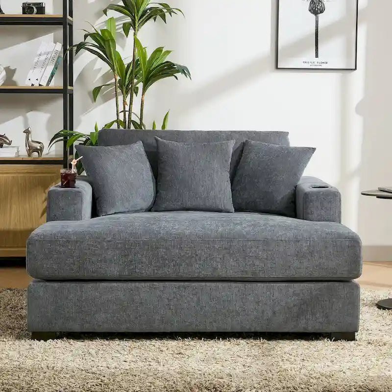 Chaise longue surdimensionnée en trois tailles avec coussins