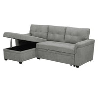 Canapé sectionnel convertible réversible avec lit escamotable, méridienne de rangement dissimulée et pieds durables