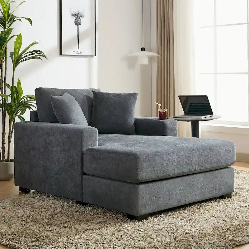 Chaise longue surdimensionnée en trois tailles avec coussins