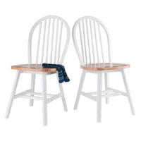 Windsor - Ensemble de 2 chaises, naturel et blanc