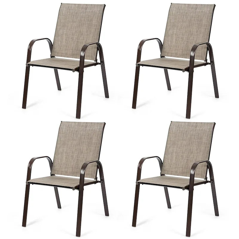Costway Lot de 4 chaises de patio jardin terrasse cour avec accoudoir - Voir détails