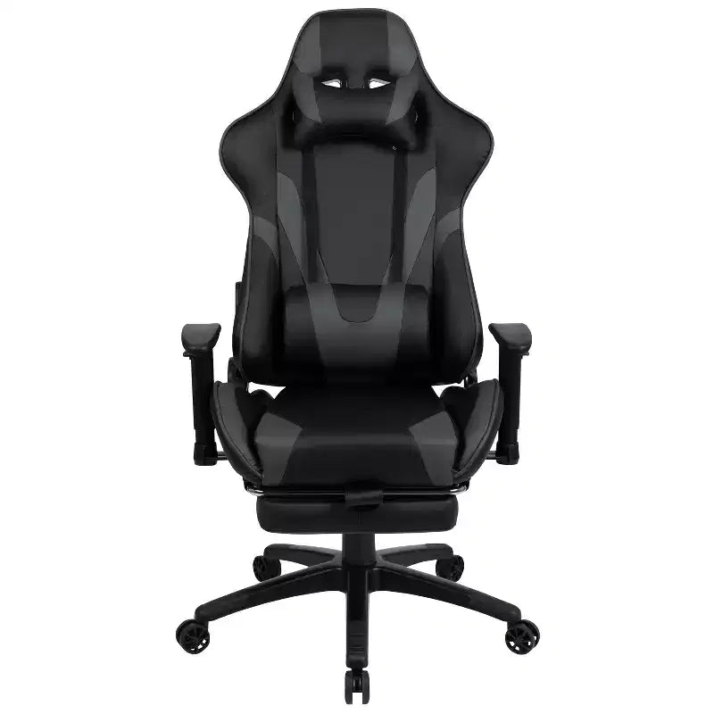 Chaise de jeu Flash Furniture X30 Chaise de bureau ergonomique de course avec dossier entièrement inclinable et repose-pieds coulissant en cuir souple rouge