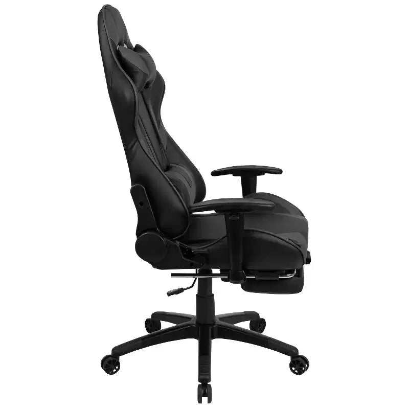 Chaise de jeu Flash Furniture X30 Chaise de bureau ergonomique de course avec dossier entièrement inclinable et repose-pieds coulissant en cuir souple rouge