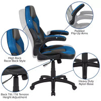 Fauteuil de bureau ergonomique pivotant réglable Flash Furniture X10 pour gamer avec accoudoirs relevables