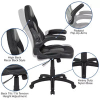 Fauteuil de bureau ergonomique pivotant réglable Flash Furniture X10 pour gamer avec accoudoirs relevables