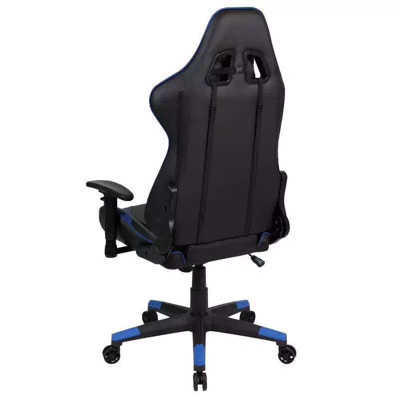 Chaise de jeu ergonomique Emma et Oliver Racing avec dossier entièrement inclinable en cuir synthétique rouge