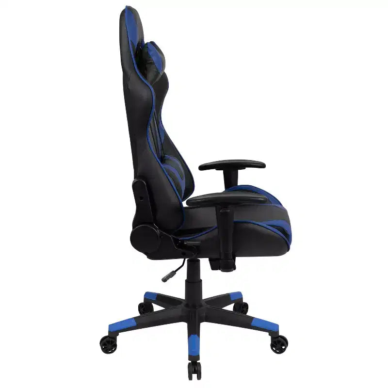 Chaise de jeu ergonomique Emma et Oliver Racing avec dossier entièrement inclinable en cuir synthétique rouge