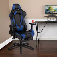 Chaise de jeu ergonomique Emma and Oliver Racing avec dossier inclinable et repose-pieds en similicuir rouge