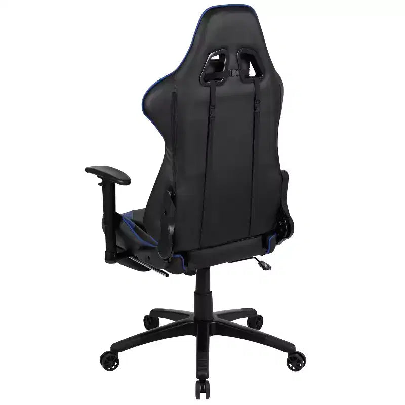 Chaise de jeu ergonomique Emma and Oliver Racing avec dossier inclinable et repose-pieds en similicuir rouge