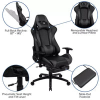 Chaise de jeu ergonomique Emma and Oliver Racing avec dossier inclinable et repose-pieds en similicuir rouge
