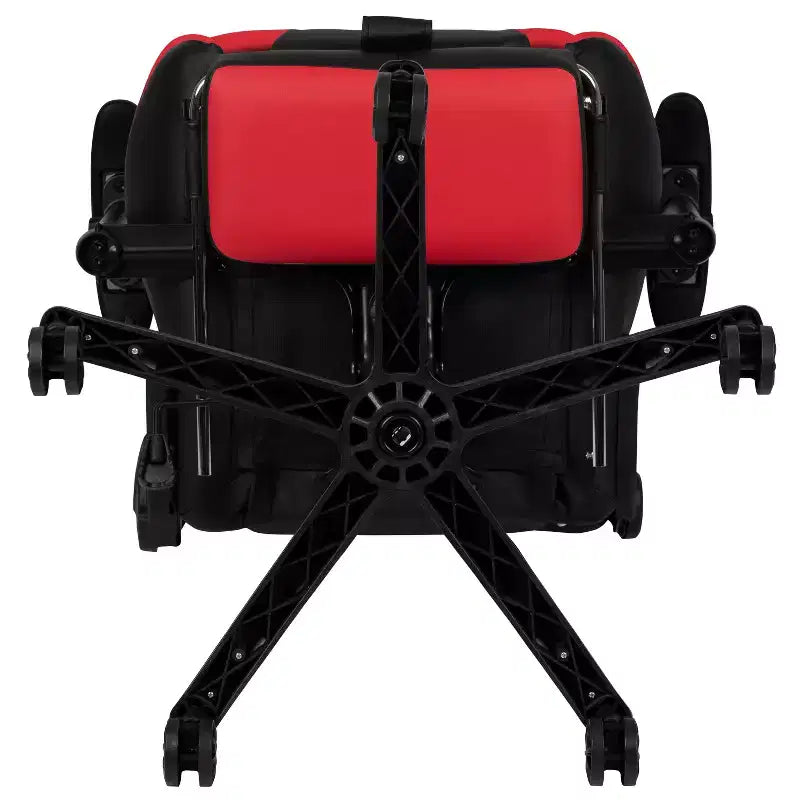Chaise de jeu ergonomique Emma and Oliver Racing avec dossier inclinable et repose-pieds en similicuir rouge