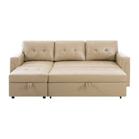 Canapé sectionnel convertible réversible avec lit escamotable, méridienne de rangement dissimulée et pieds durables