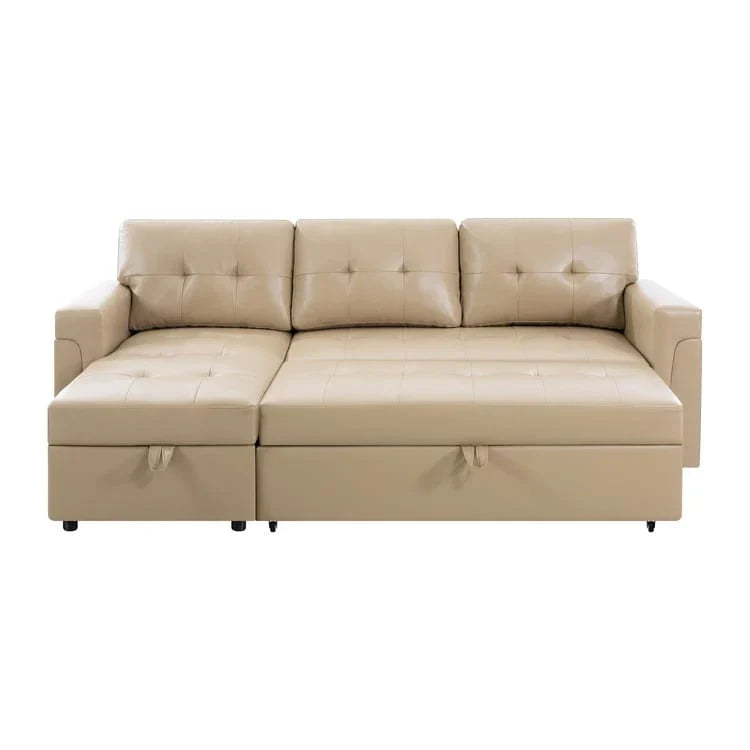 Canapé sectionnel convertible réversible avec lit escamotable, méridienne de rangement dissimulée et pieds durables