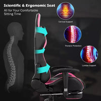 Chaise gaming de massage de bureau Costway inclinable pivotante de course avec repose-pieds