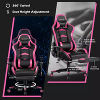 Chaise gaming de massage de bureau Costway inclinable pivotante de course avec repose-pieds