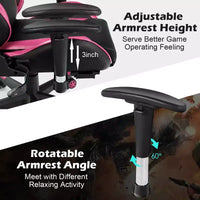 Chaise gaming de massage de bureau Costway inclinable pivotante de course avec repose-pieds