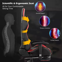 Chaise gaming de massage de bureau Costway inclinable pivotante de course avec repose-pieds