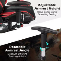 Chaise gaming de massage de bureau Costway inclinable pivotante de course avec repose-pieds