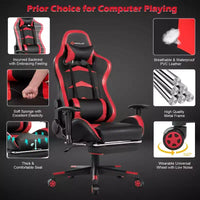 Chaise gaming de massage de bureau Costway inclinable pivotante de course avec repose-pieds