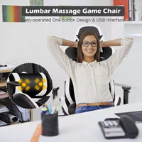 Chaise gaming de massage de bureau Costway inclinable pivotante de course avec repose-pieds