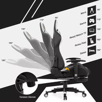 Chaise gaming de massage de bureau Costway inclinable pivotante de course avec repose-pieds