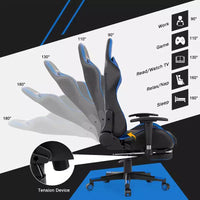Chaise gaming de massage de bureau Costway inclinable pivotante de course avec repose-pieds