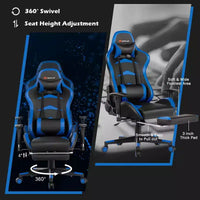 Chaise gaming de massage de bureau Costway inclinable pivotante de course avec repose-pieds