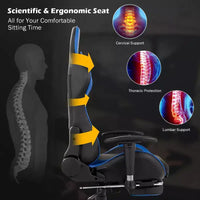 Chaise gaming de massage de bureau Costway inclinable pivotante de course avec repose-pieds