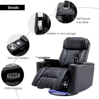 Fauteuil inclinable motorisé de cinéma maison multifonctionnel pivotant à 270°