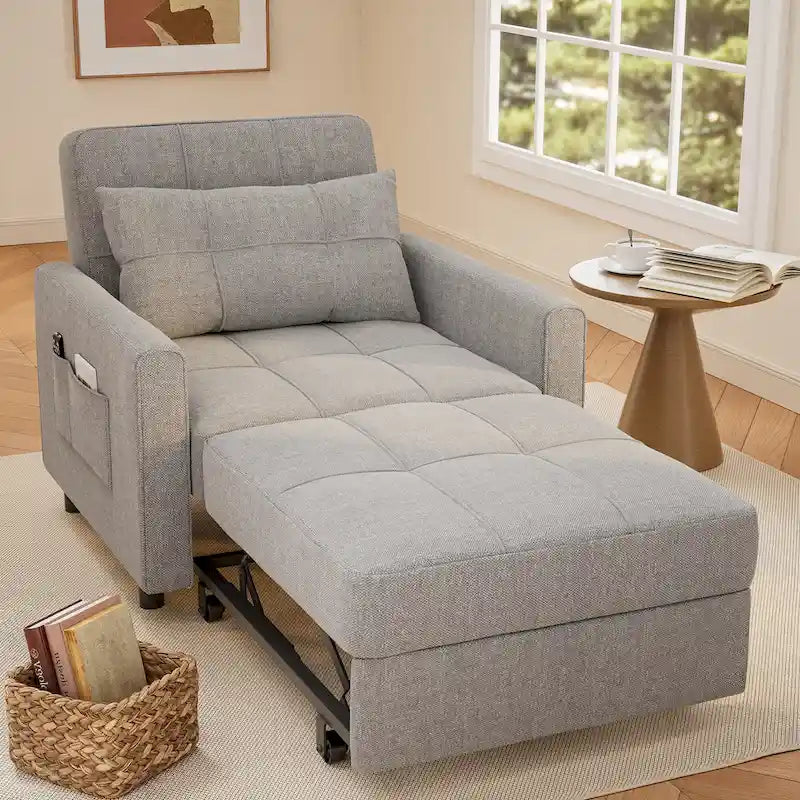 Fauteuil-lit escamotable 3 en 1, fauteuil convertible réglable pliable, canapé de détente capitonné