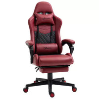 Chaise de Bureau Gamer Vinsetto Racing Gaming Chair en Cuir PU, avec Repose-Pieds, Support Lombaire et Hauteur Réglable