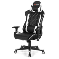 Fauteuil de massage gamer inclinable Costway avec support lombaire et appui-tête Blanc/Bleu/Rose/Rouge